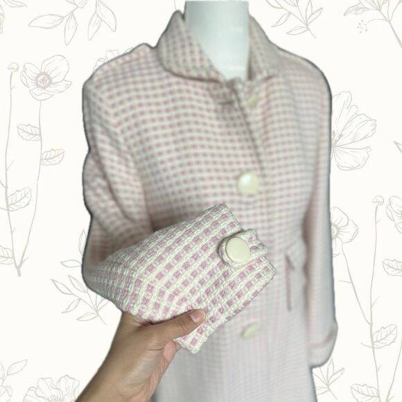 BANANA REPUBLIC Pink and White Wool Blend Peacoat Size Small - Picture 8 of 8
